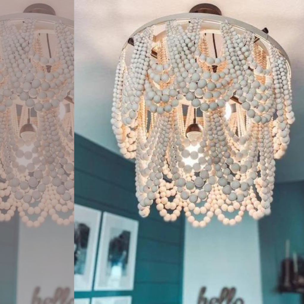 wooden bead chandelier